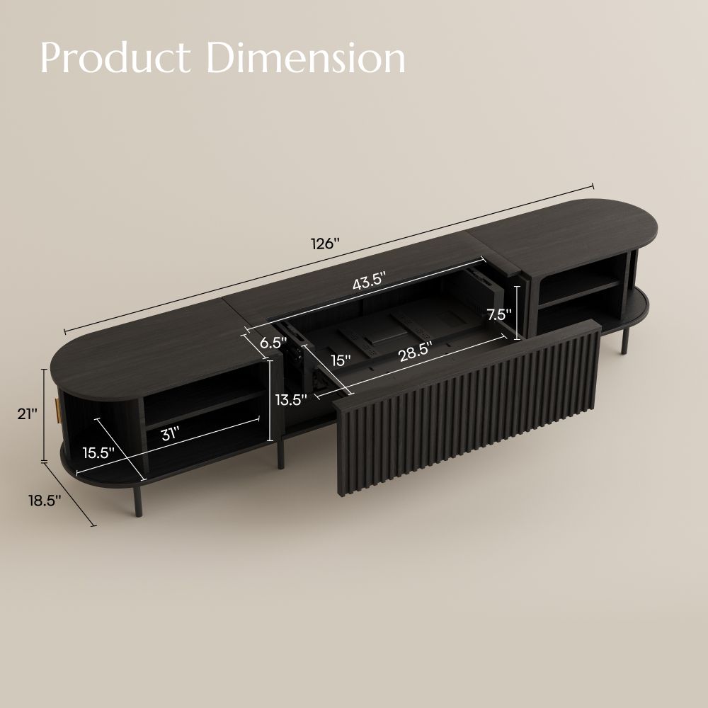 Mid-Century Modern Black MDF Electric TV Stands