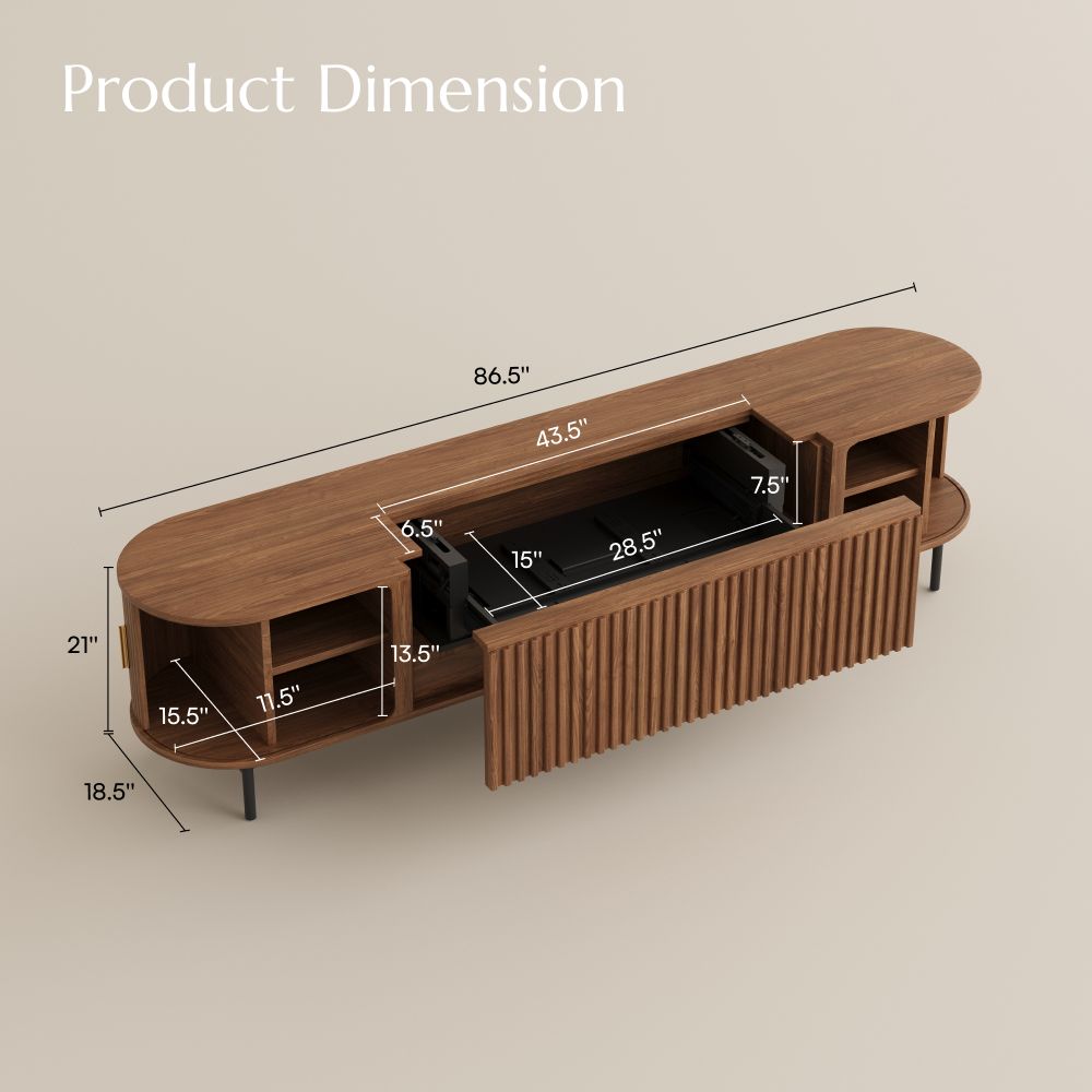 Bedroom Walnut Color MDF Electric TV Stands