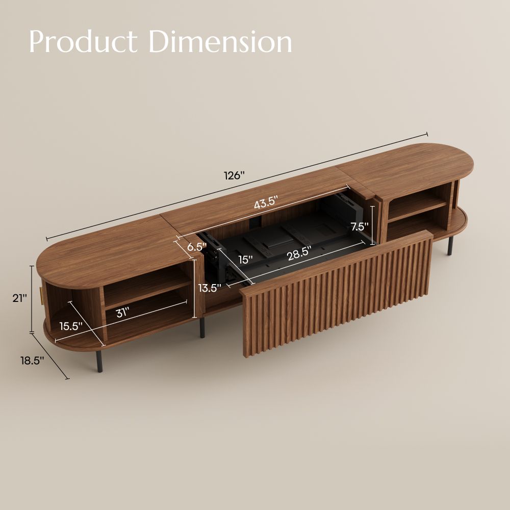 Long Walnut Color MDF Electric TV Stands