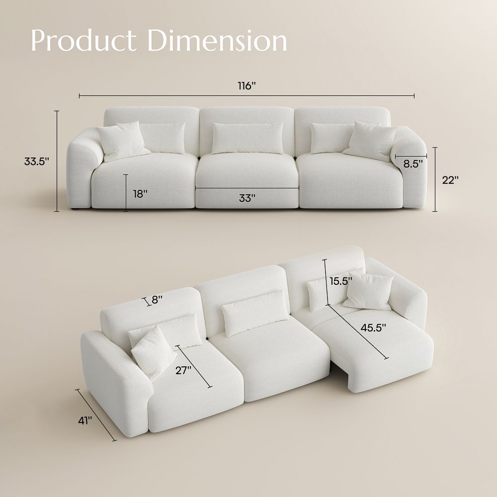 Comfortable White Chenille Fabric Power Reclining Sofas