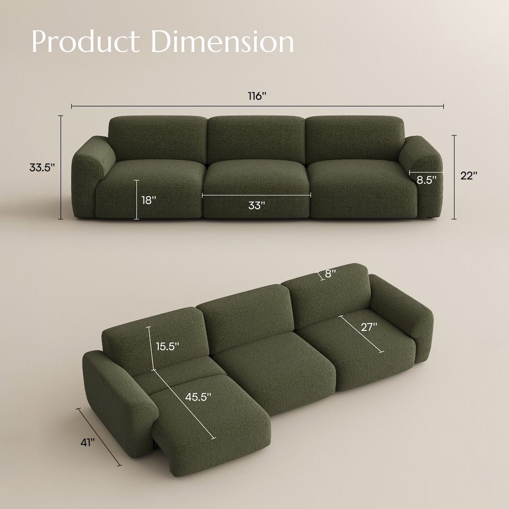 Living Room Green Chenille Fabric Power Reclining Sofas