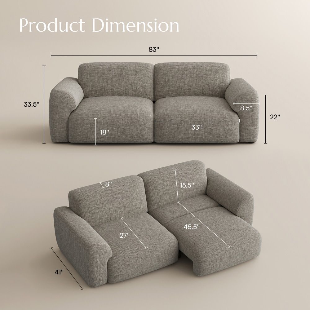 Oversized Light Brown Chenille Fabric Power Reclining Sofas