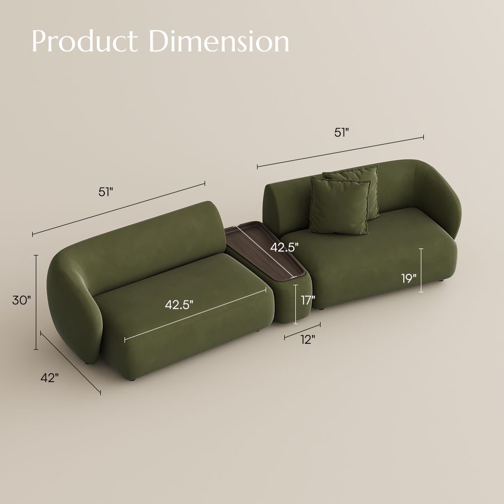 Partly Assemble Green Flannelette Sofas & Loveseats