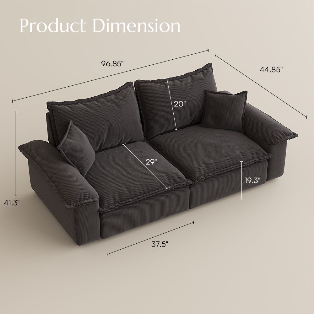 Pet Friendly Beige Corduroy Modular Sofas