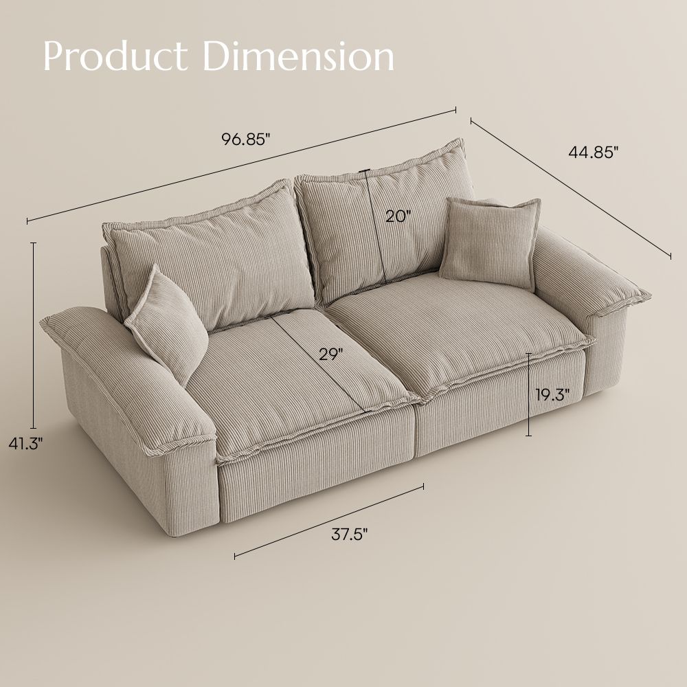 Pet Friendly Beige Corduroy Modular Sofas