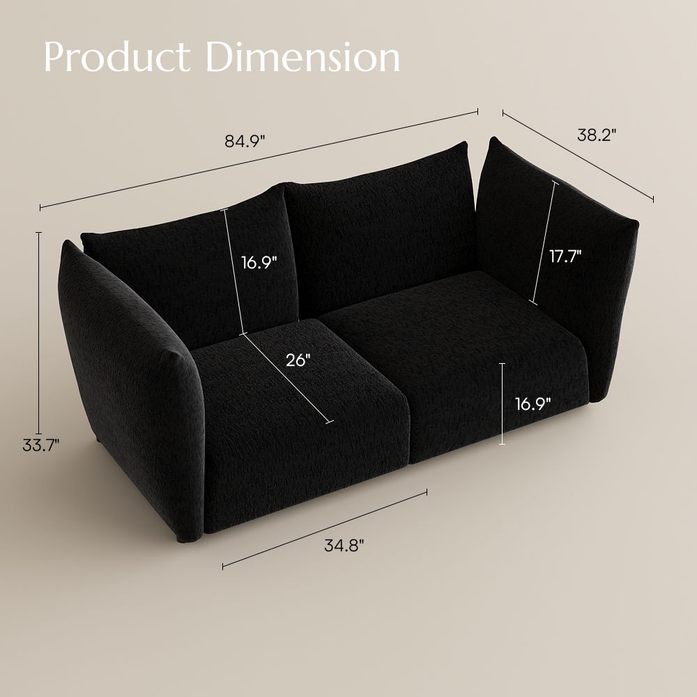 Partly Assemble Black Chenille Modular Sofas