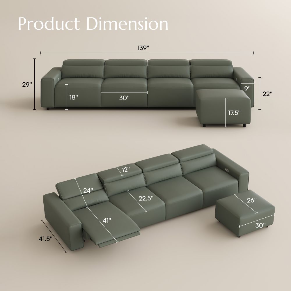 Square Dark Green Eco-friendly Microfiber Leather Smart Furniture