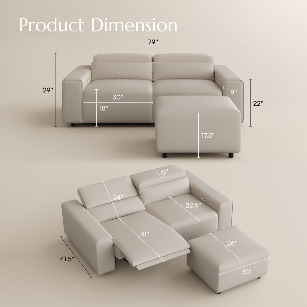 Beige Eco-friendly Microfiber Leather Smart Furniture