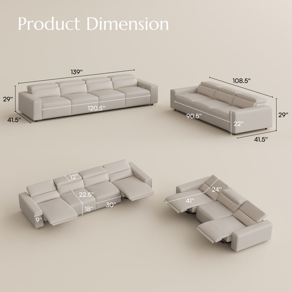 Modern Minimalist Beige Eco-friendly Microfiber Leather Smart Furniture