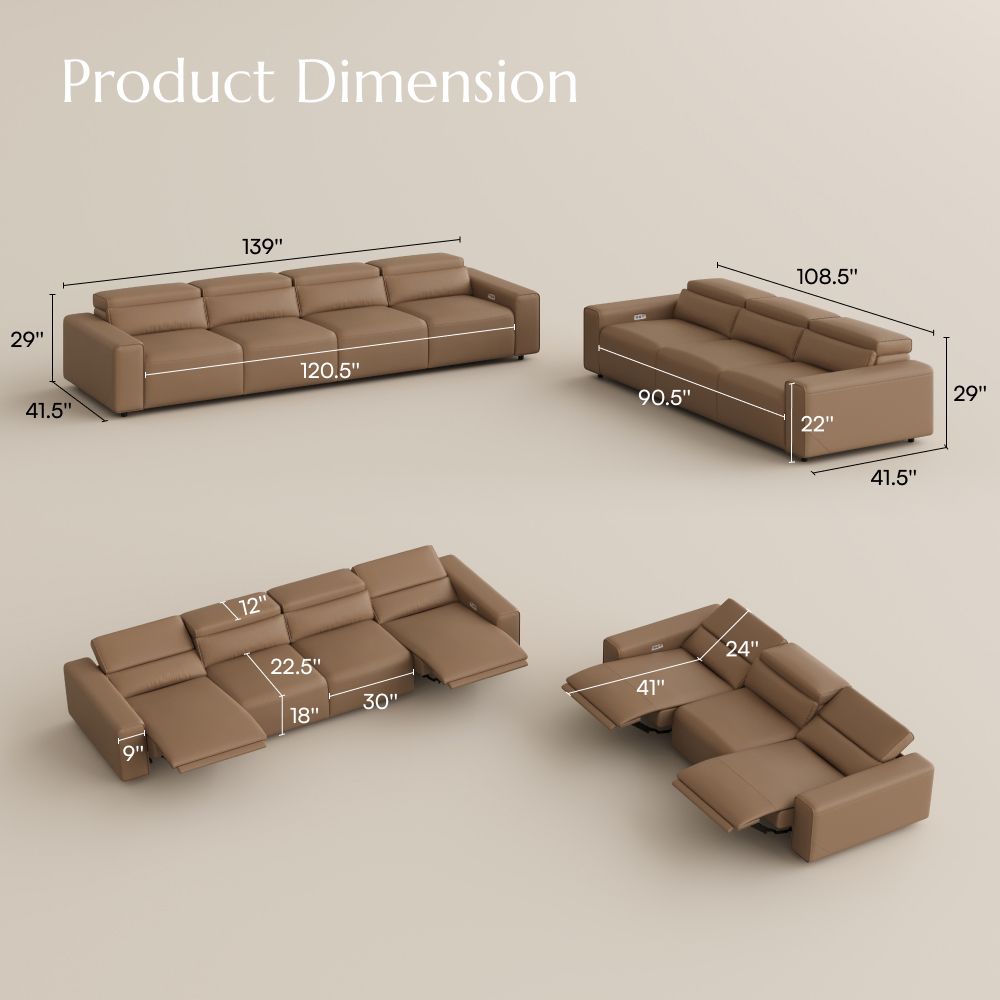 Modern Minimalist Khaki Eco-friendly Microfiber Leather Smart Furniture