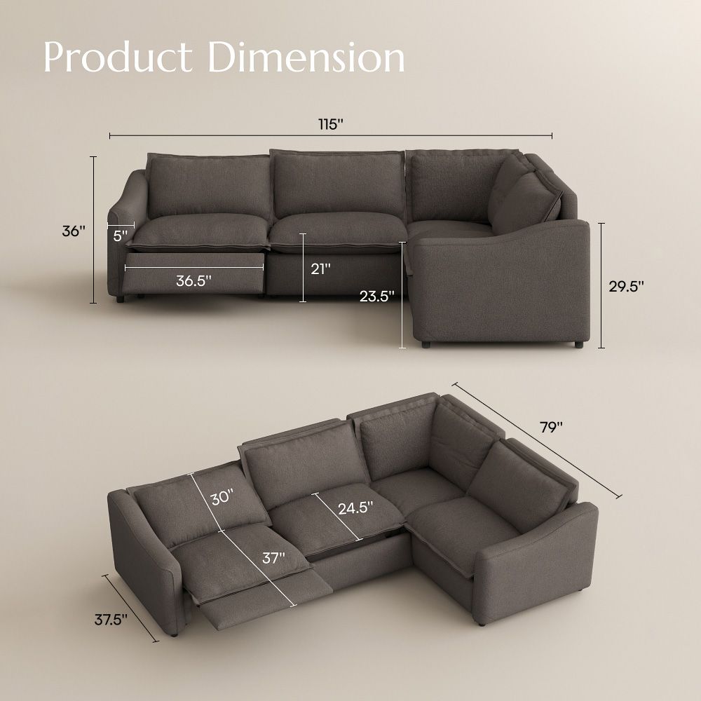 Velvet Dark Gray Linen Modular Sofas
