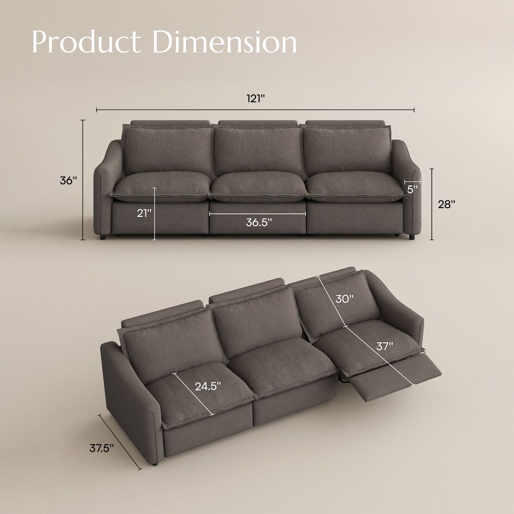 3-4 Seater Dark Gray Linen Smart Furniture