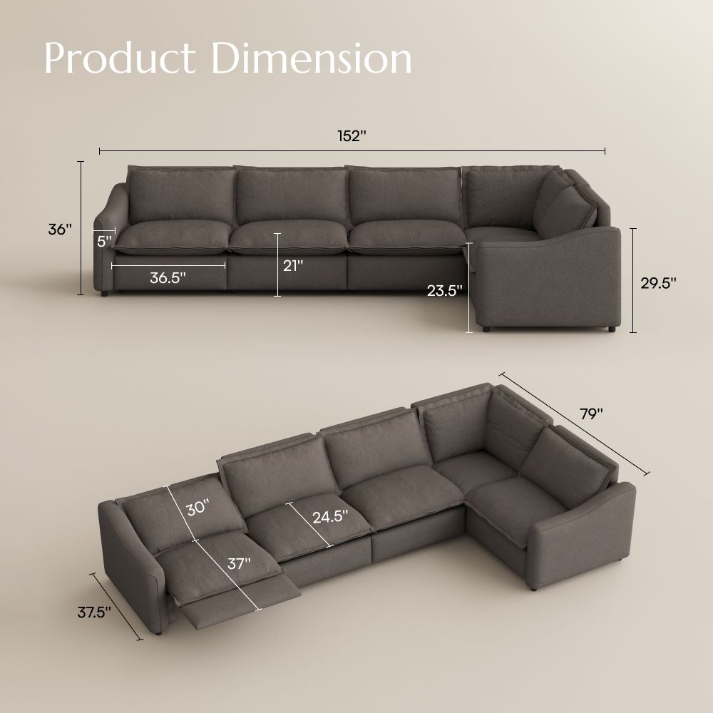 Dark Gray Linen Modular Sofas