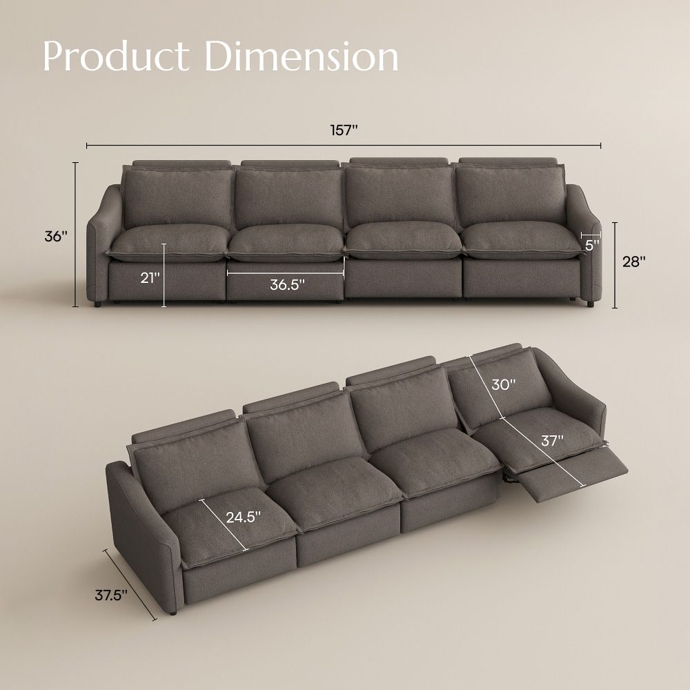 Cozy Dark Gray Linen Modular Sofas