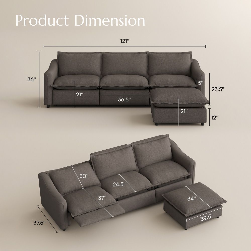 Soft Dark Gray Linen Modular Sofas