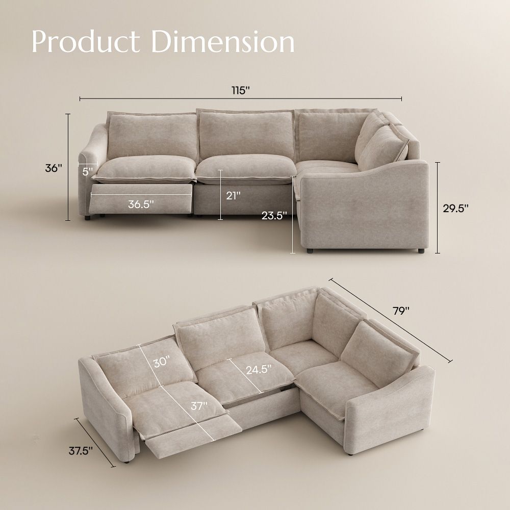 Gray Beige Pet-Friendly Fabric Modular Sofas