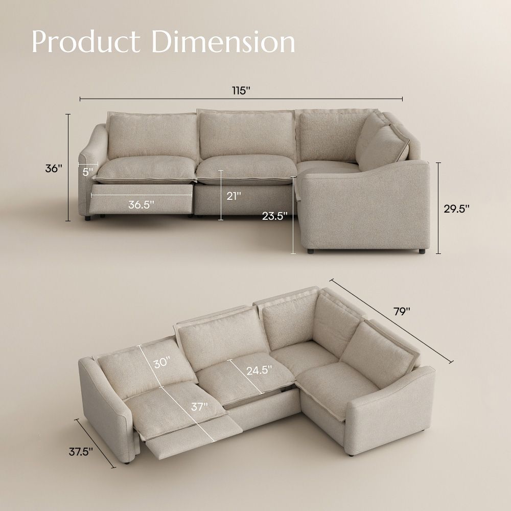 Modern Beige Linen Modular Sofas