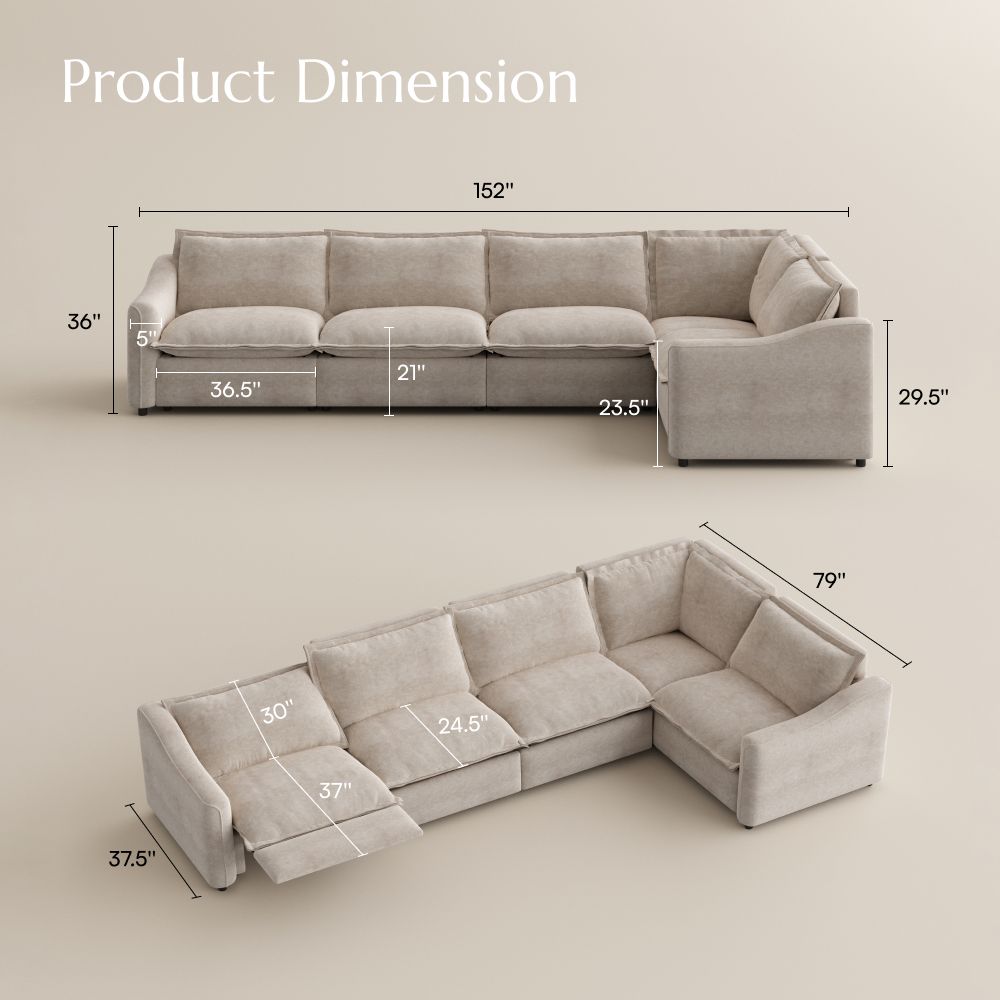 Beige Pet-Friendly Fabric Modular Sofas