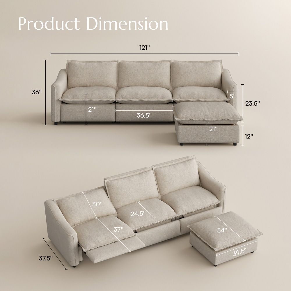 Electric Beige Linen Modular Sofas
