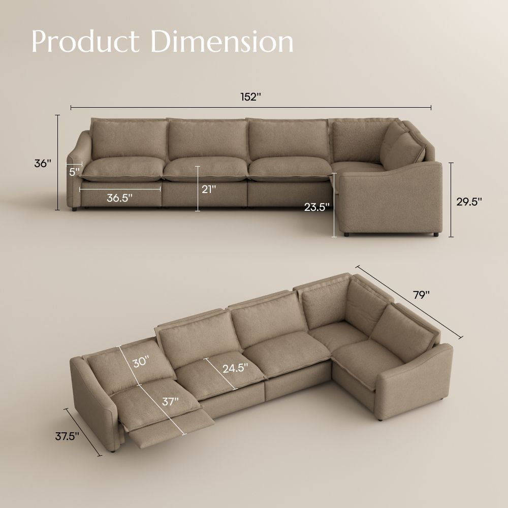 Khaki Linen Modular Sofas