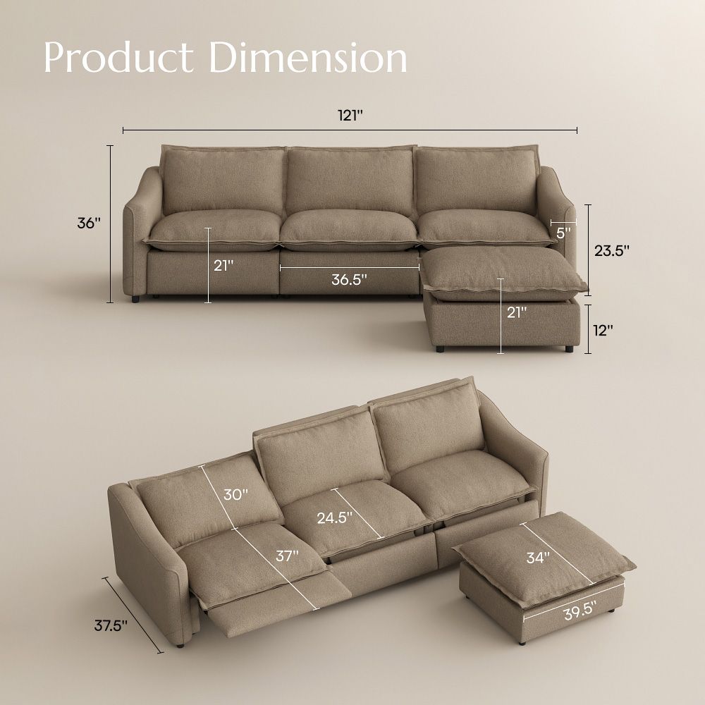 Supportive Khaki Linen Modular Sofas