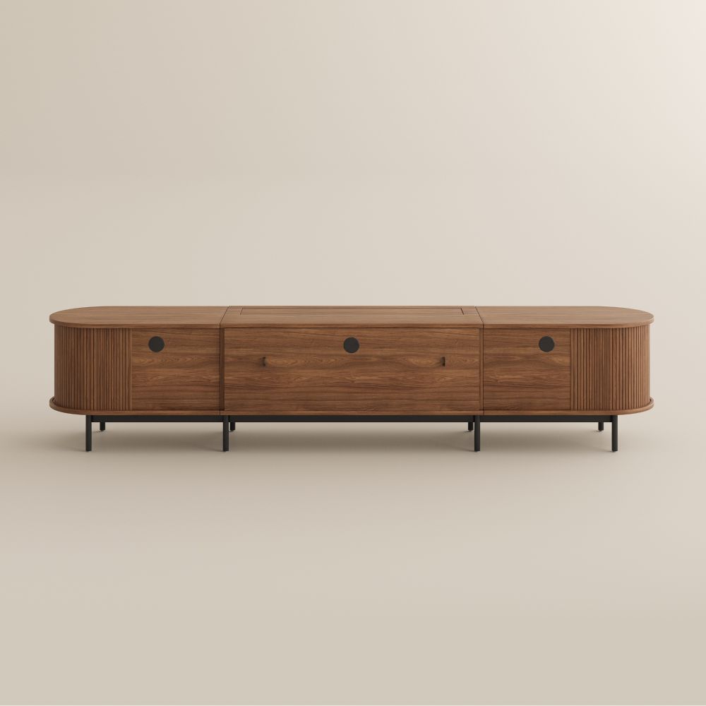 Mid-Century Modern Walnut Color MDF Electric TV Stands