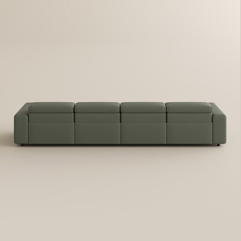 Living Room Dark Green Eco-friendly Microfiber Leather Modular Sofas