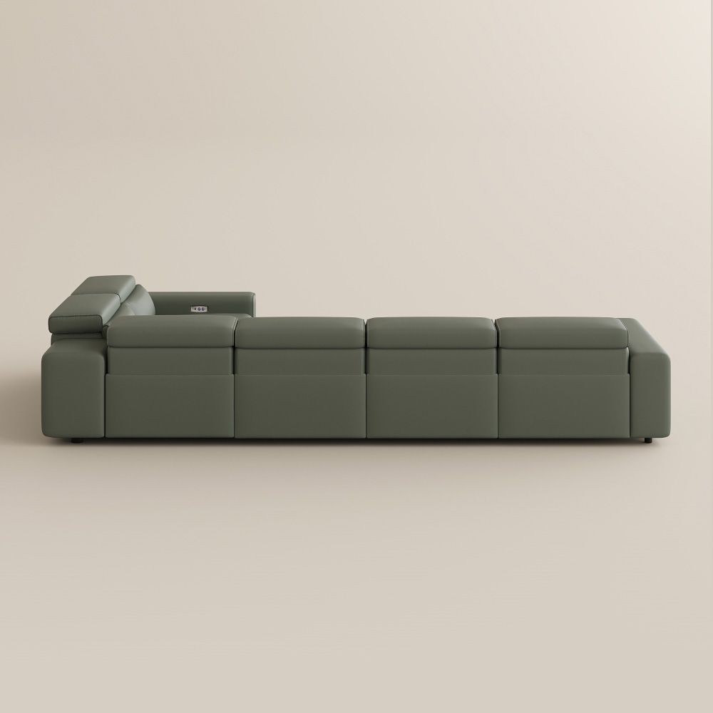Eco Leather Dark Green Eco-friendly Microfiber Leather Modular Sofas