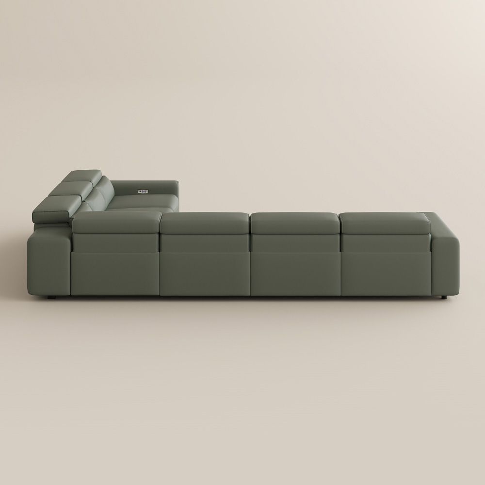 Green Dark Green Eco-friendly Microfiber Leather Modular Sofas