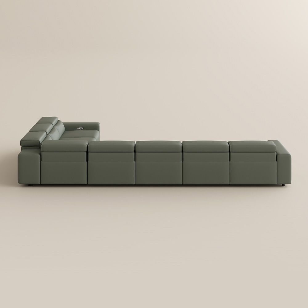 Comfortable Dark Green Eco-friendly Microfiber Leather Modular Sofas