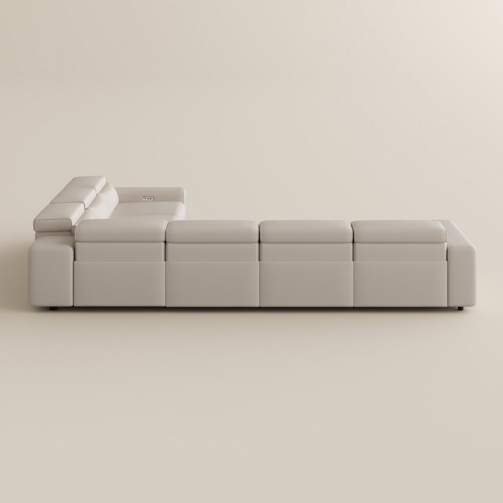 Adjustable Beige Eco-friendly Microfiber Leather Modular Sofas