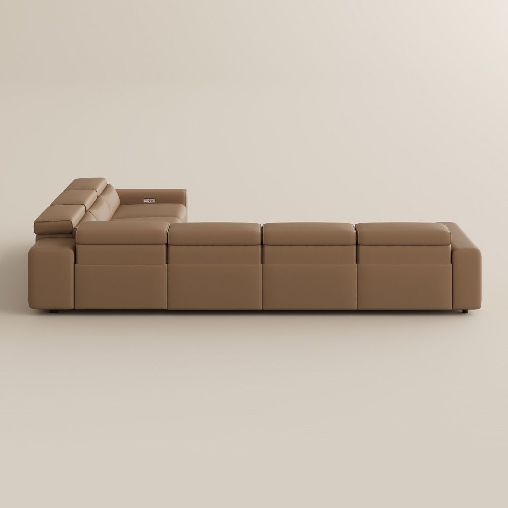 Adjustable Khaki Eco-friendly Microfiber Leather Modular Sofas