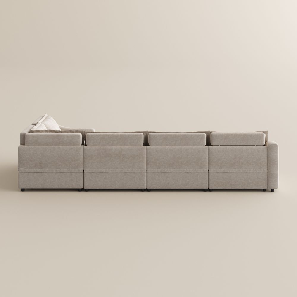 Beige Pet-Friendly Fabric Modular Sofas