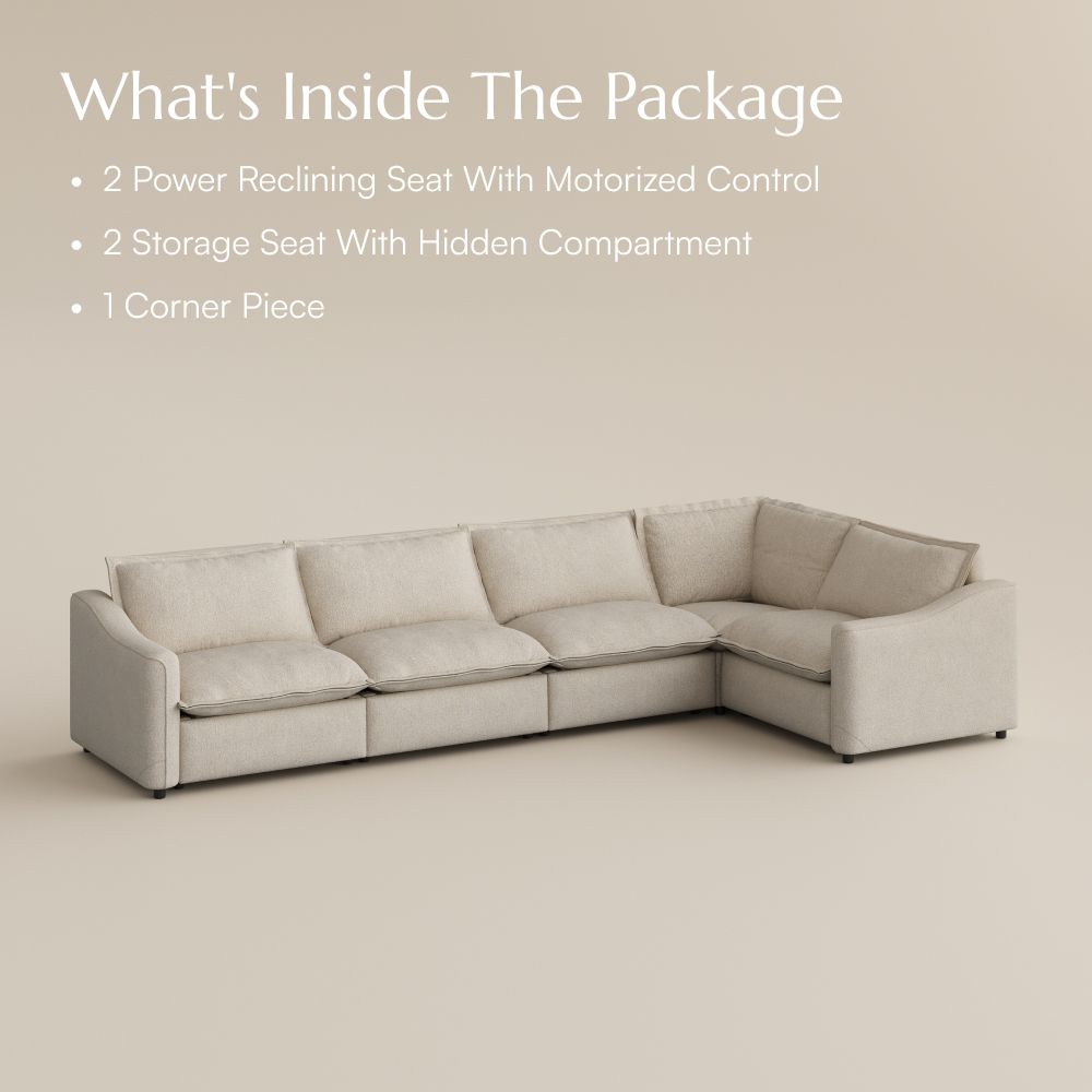 4-5 Seater Beige Linen Modular Sofas