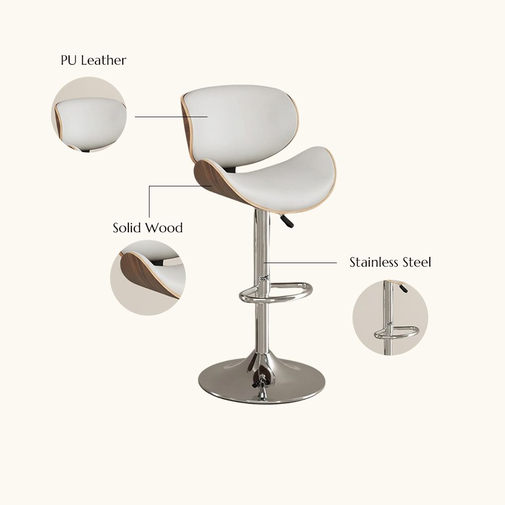 Metal Base White & Walnut PU Leather Bar Stools & Counter Stools