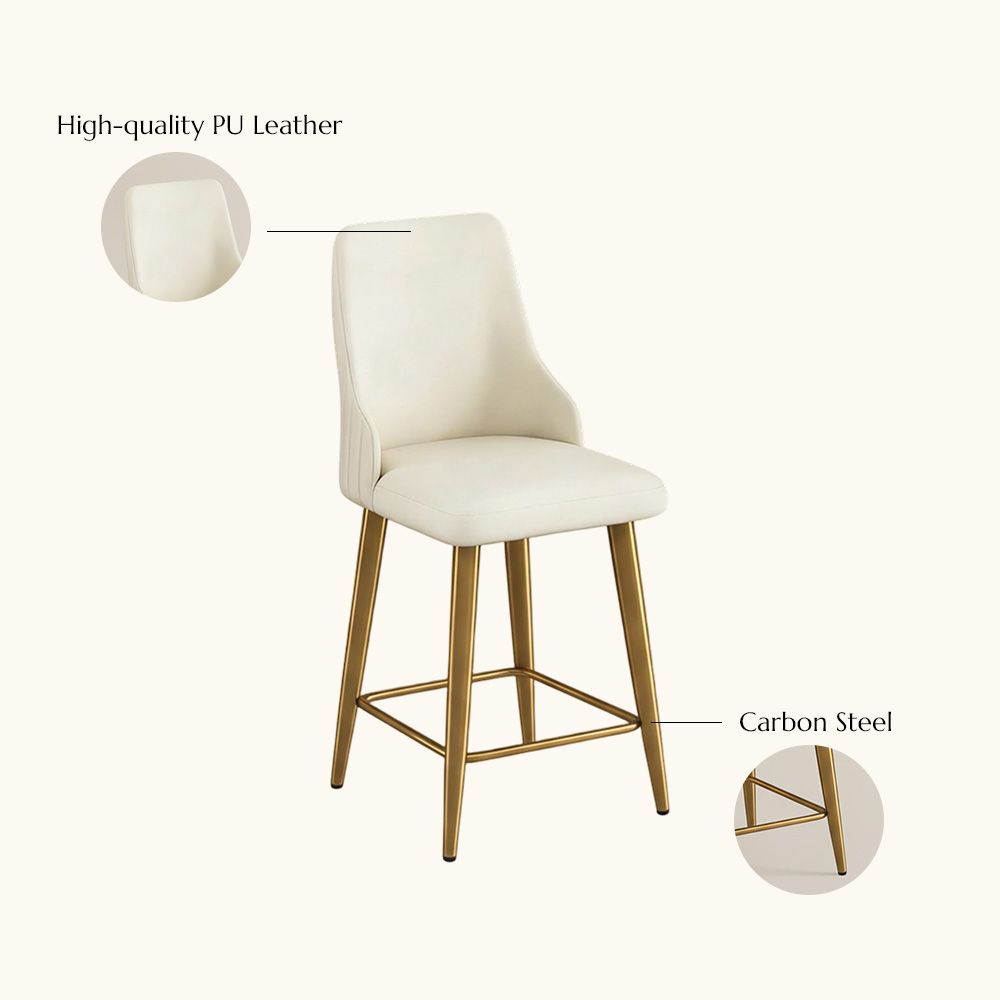 Carbon Steel Beige & Gold PU Leather Bar Stools & Counter Stools