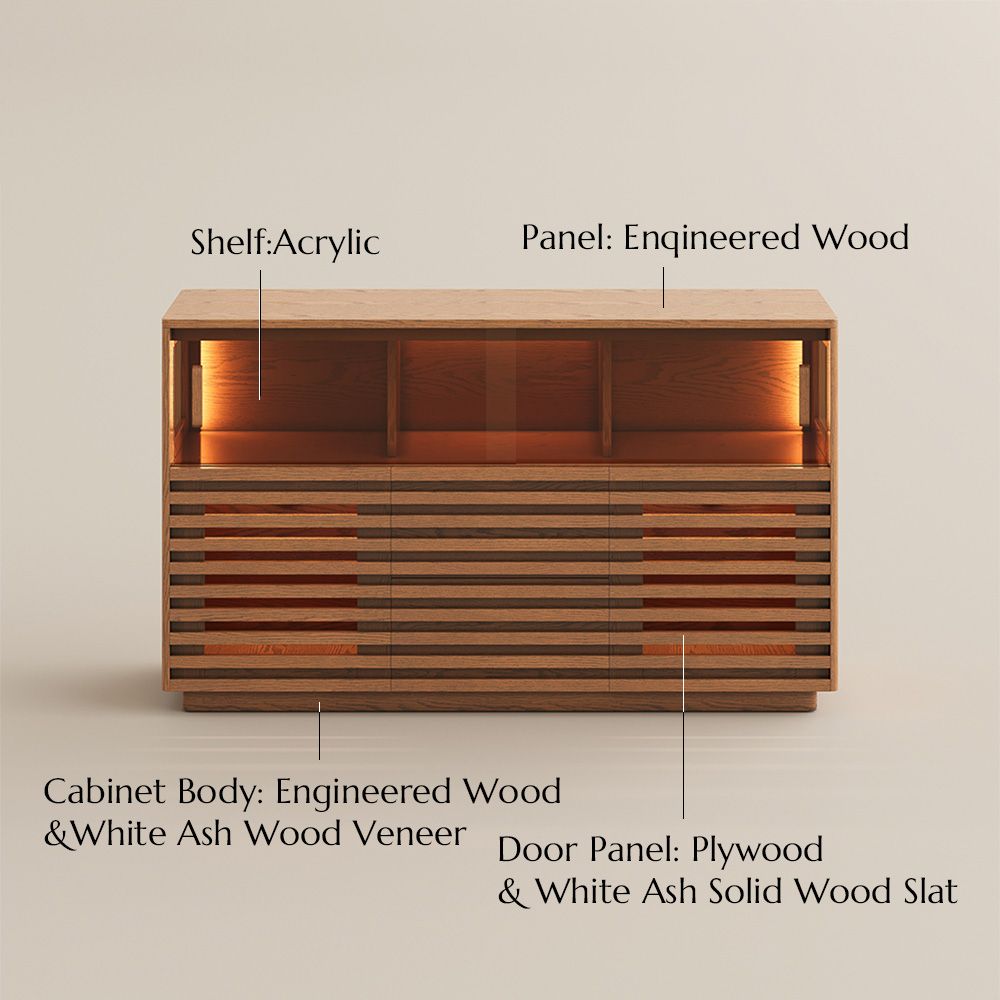 Wide Cabinets Walnut Color Engineered Wood Storage Cabinets