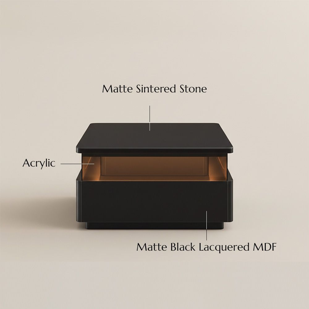 Square Black Sintered Stone Coffee Tables