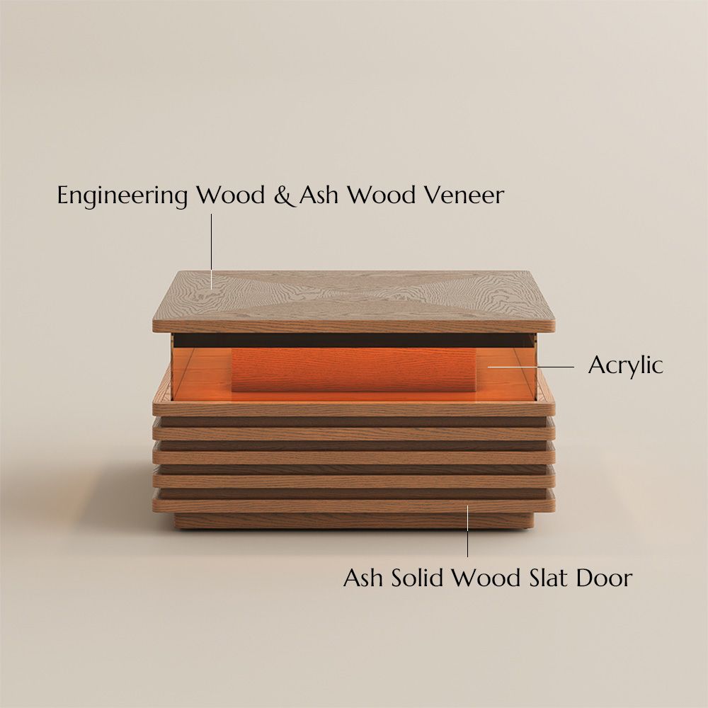 Square Walnut Color Engineered Wood Coffee Tables