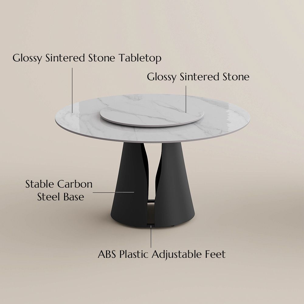 Modern White & Black Glossy Sintered Stone Dining Tables