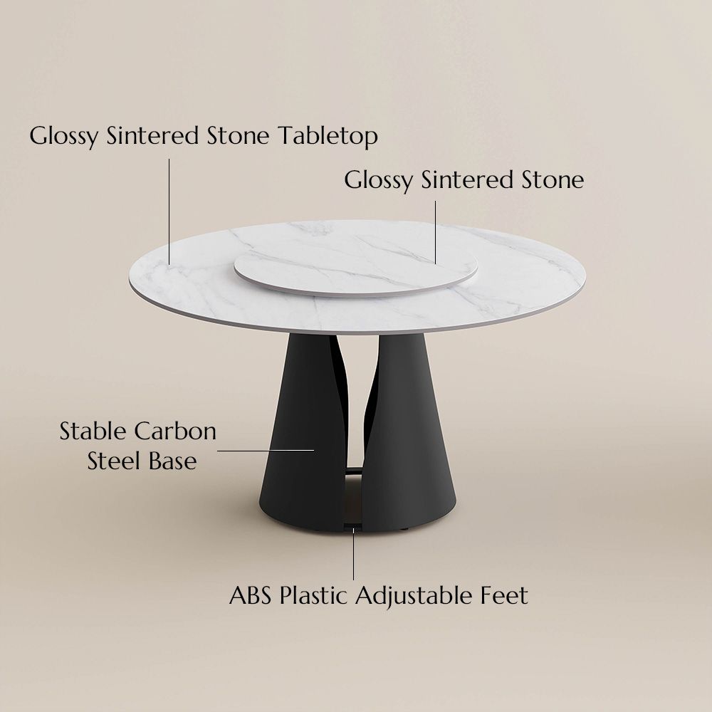 Partial Assembly Required White & Black Matte Sintered Stone Dining Tables