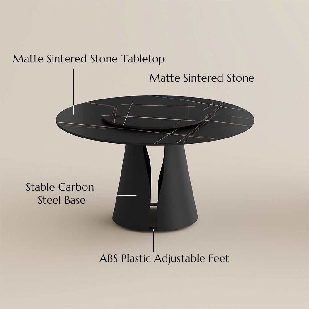 Vera Black Matte Sintered Stone Dining Tables