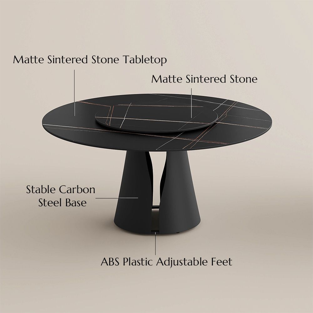 Vera Black Matte Sintered Stone Dining Tables