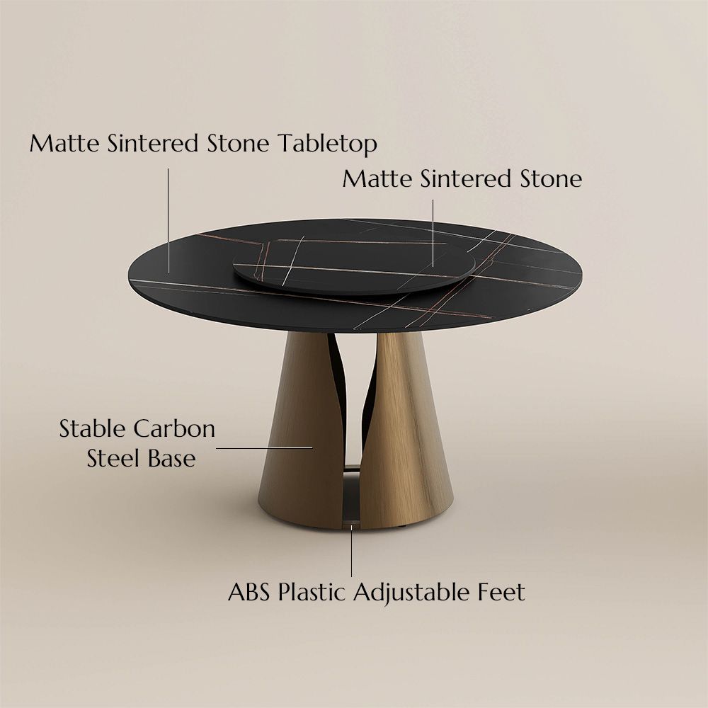 for 4 Black & Bronze Matte Sintered Stone Dining Tables