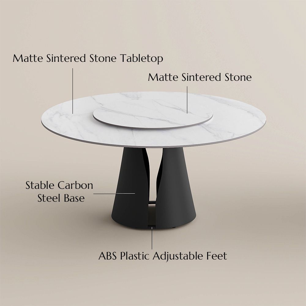 Partial Assembly Required White & Black Matte Sintered Stone Dining Tables