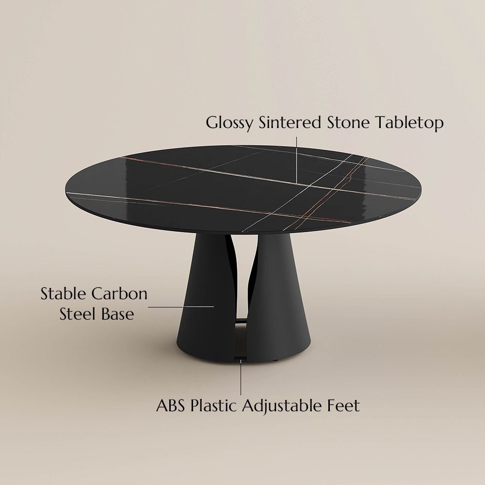 Seats 8 Black Glossy Sintered Stone Dining Tables