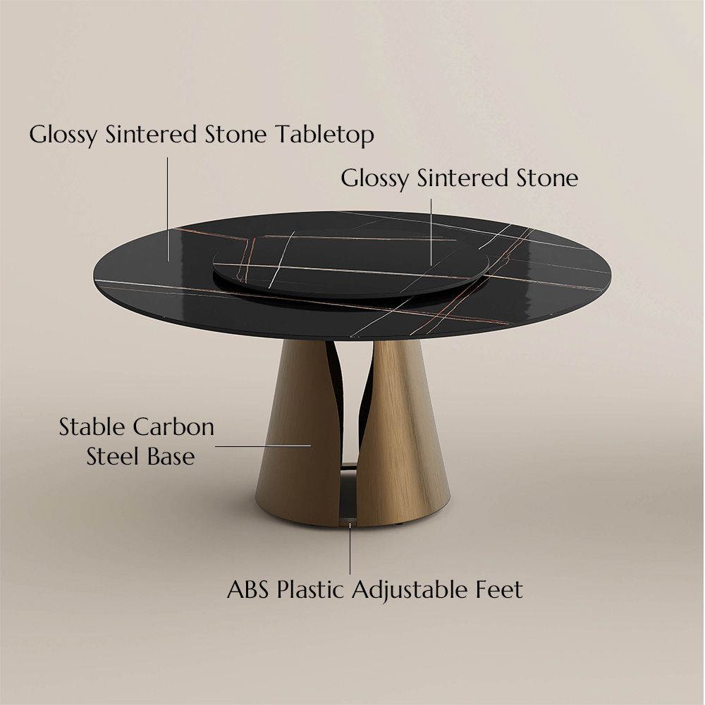 for 4 Black & Bronze Glossy Sintered Stone Dining Tables