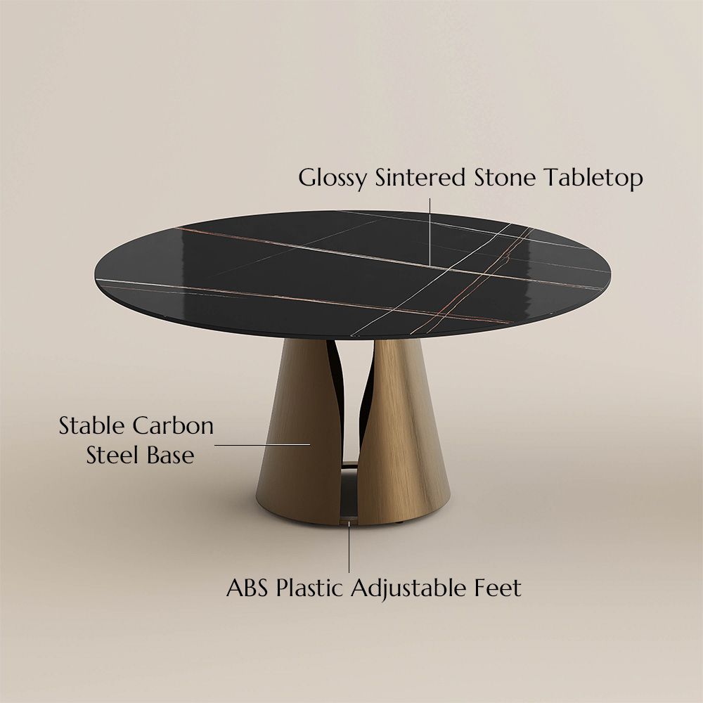 Sintered Stone Black & Bronze Glossy Sintered Stone Dining Tables
