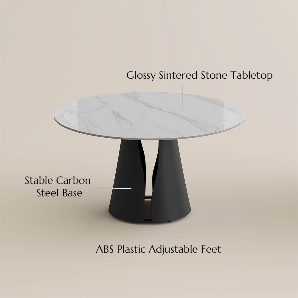 Black White & Black Glossy Sintered Stone Dining Tables