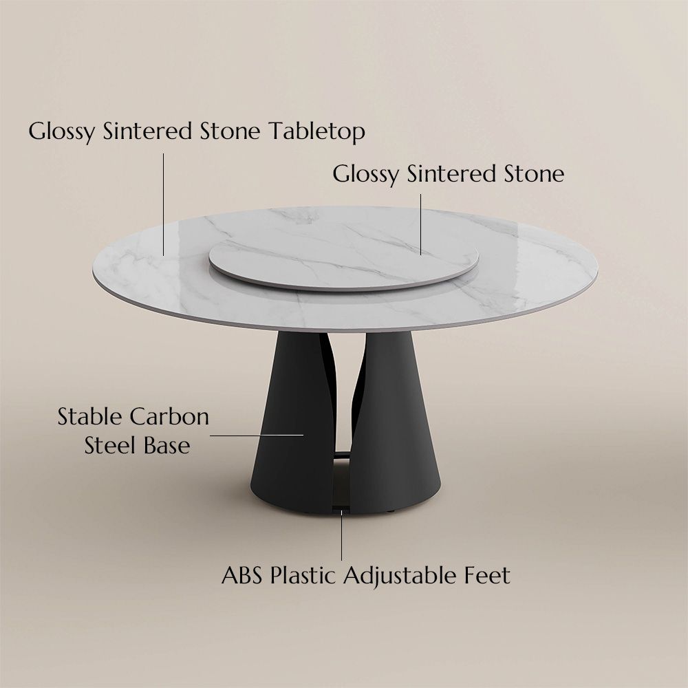 Modern White & Black Glossy Sintered Stone Dining Tables